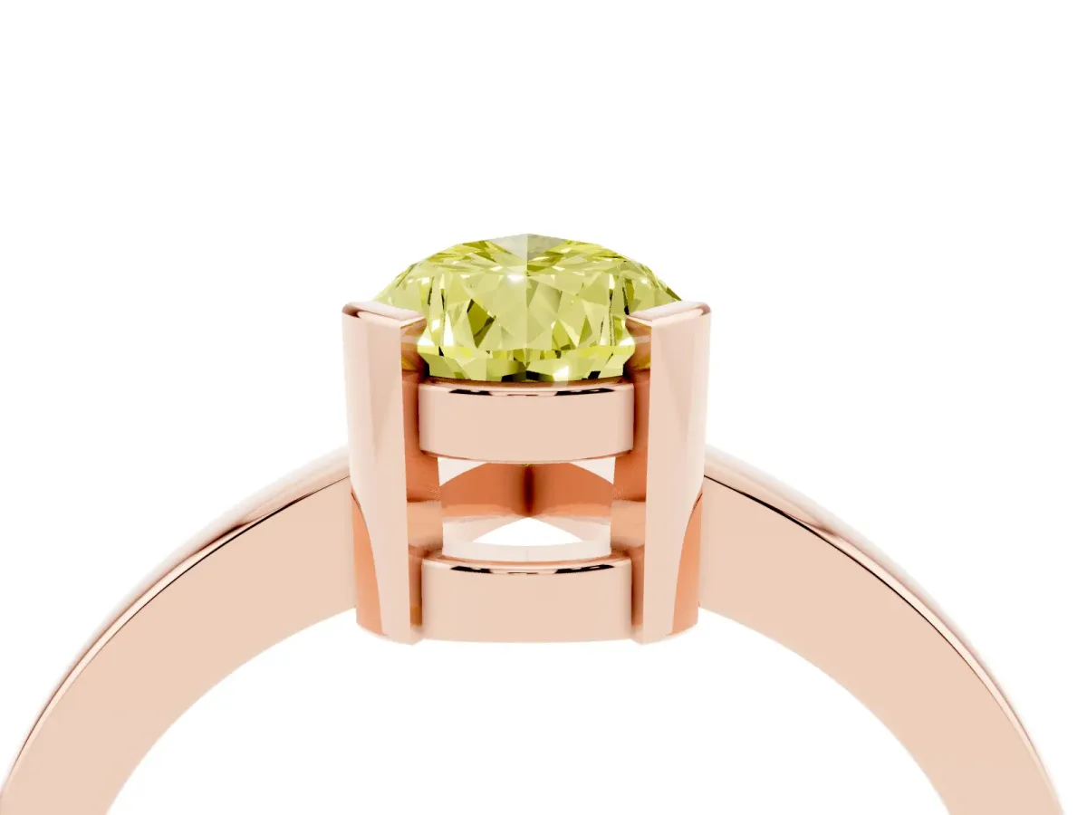 Fancy Yellow Pear Cut Cut Solitaire Ring with Four-Prong Setting and Classic Band Rose gold