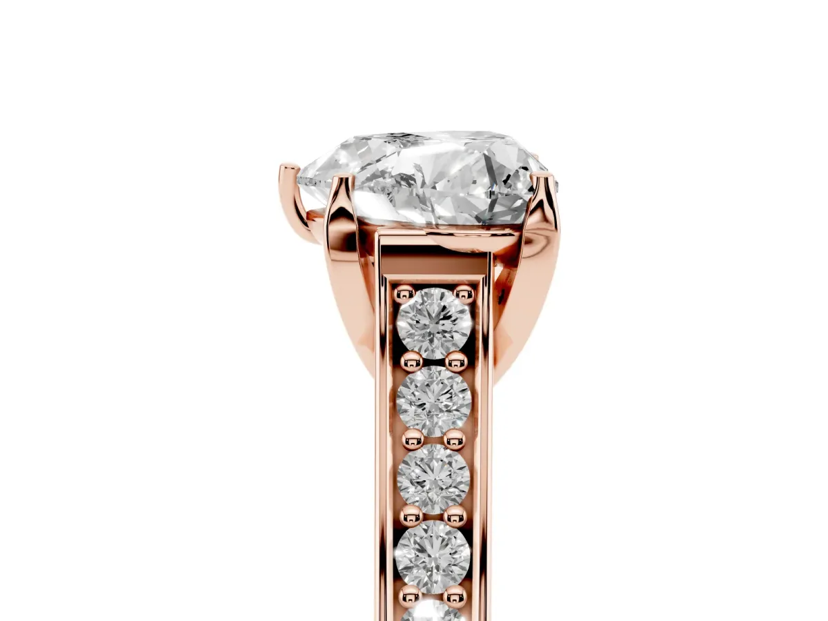Heart Cut Brilliant Cut Diamond Engagement Ring with Pavé Band and Four-Prong Setting Rose gold