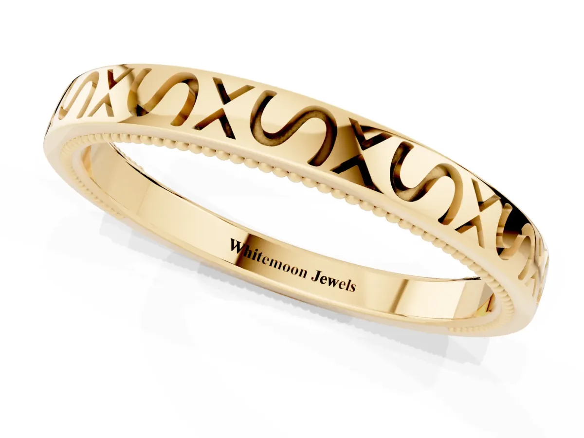 Vintage Engraved Milgrain Band Yellow gold
