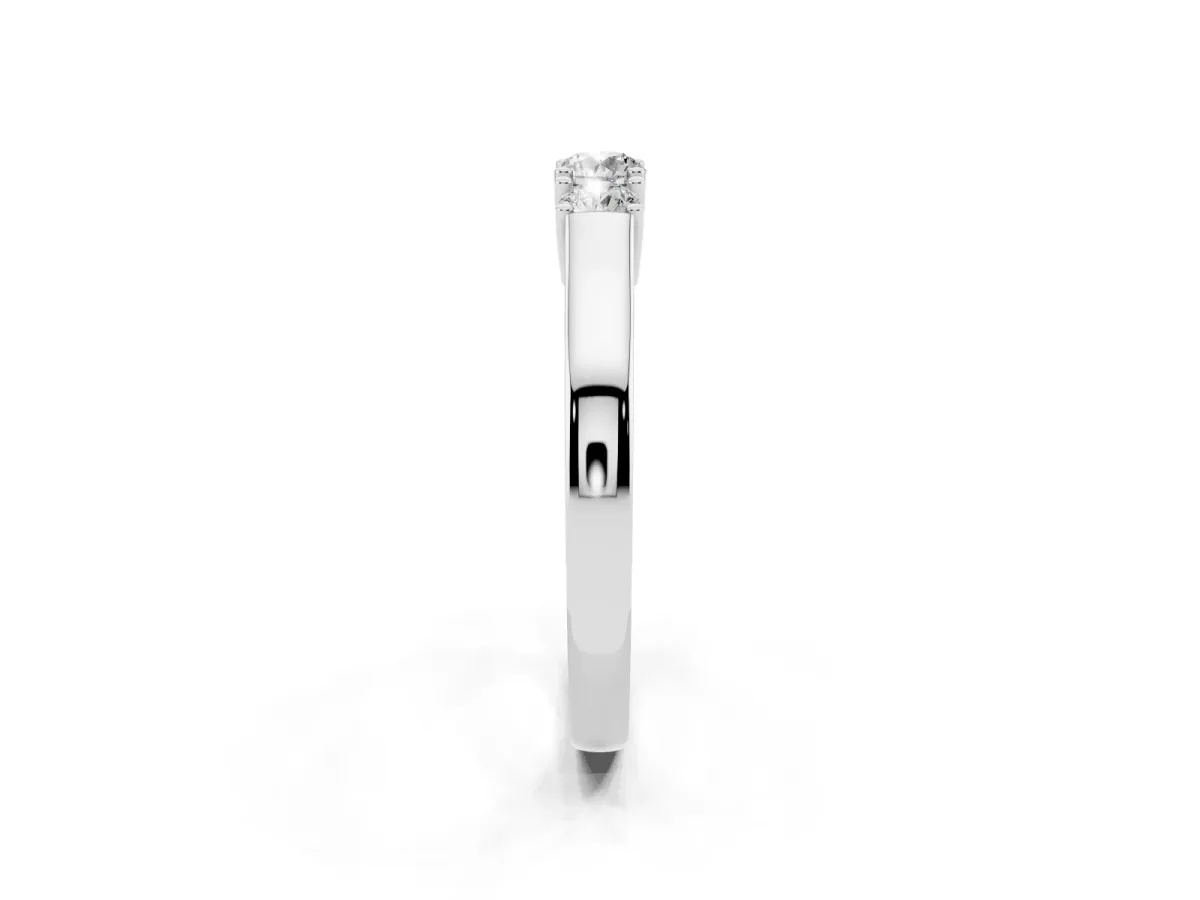 Three-Stone Round Cut Diamond Channel Set Band with Prong Setting Silver