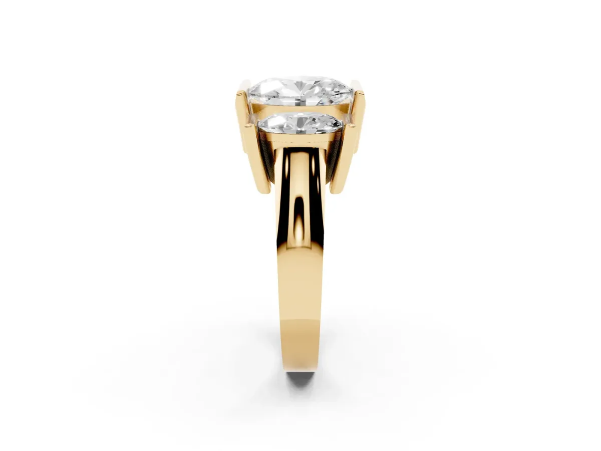 Three Stone Oval Cut Cut Channel Set Diamond Ring Yellow gold