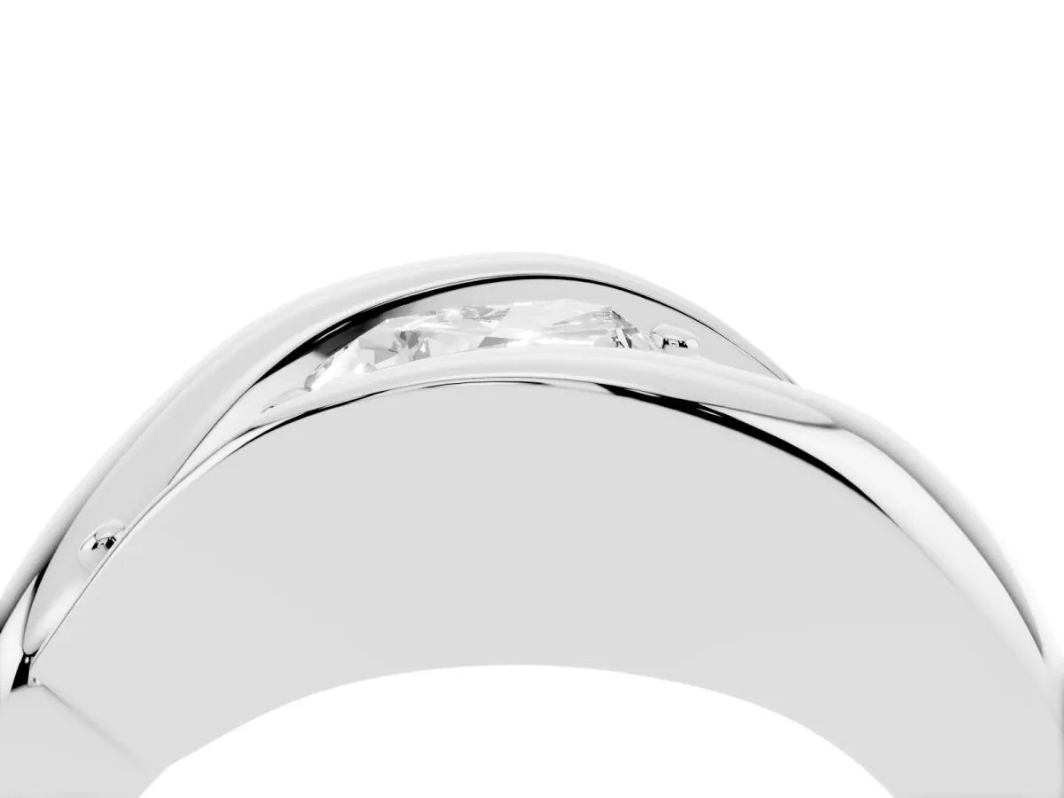 Channel Set Heart Cut Diamond Crossover Band White gold