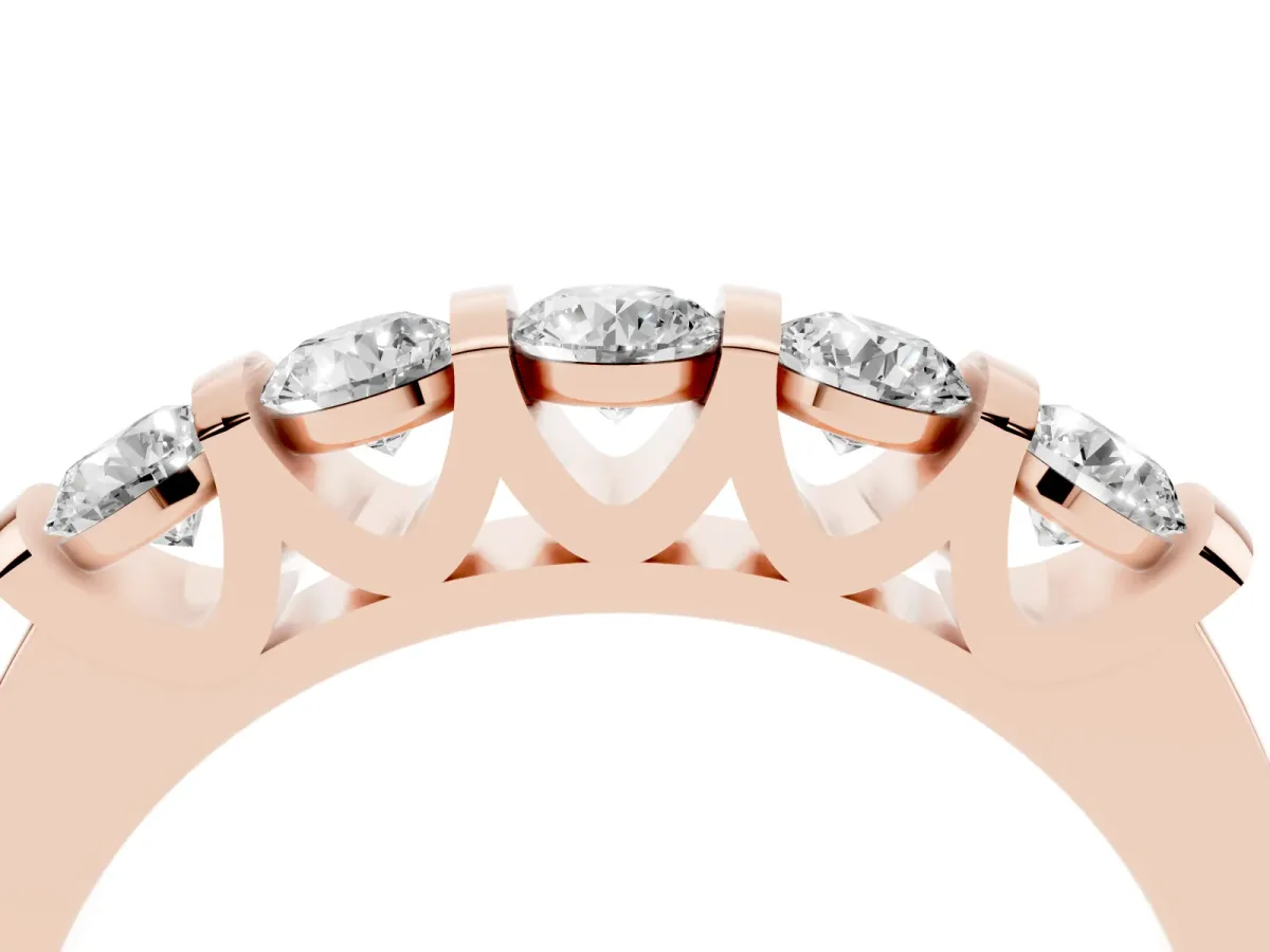 Five-Stone Round Diamond Half-Eternity Bar-Set Ring Rose gold