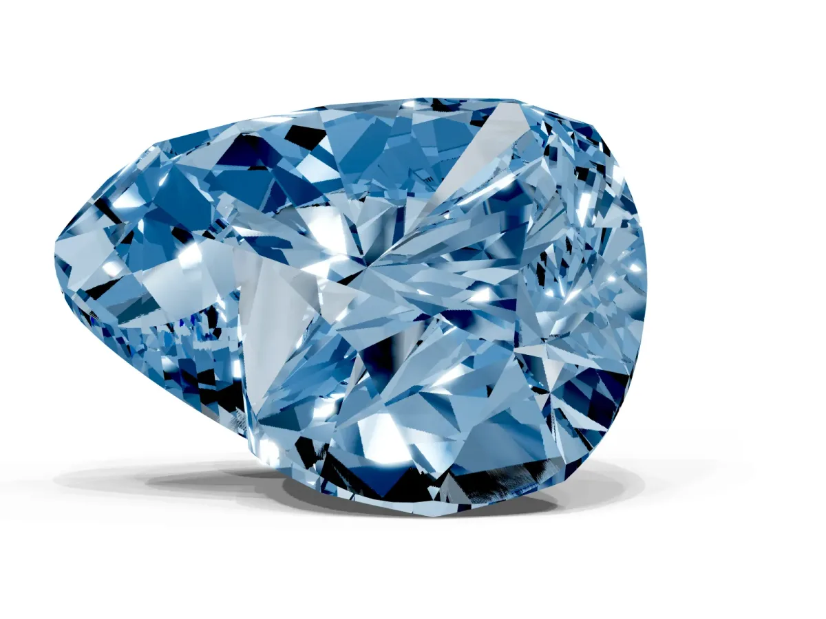 Fancy Blue Heart Cut Diamond Ring with Marquise Side Stones and Prong Setting Rose gold