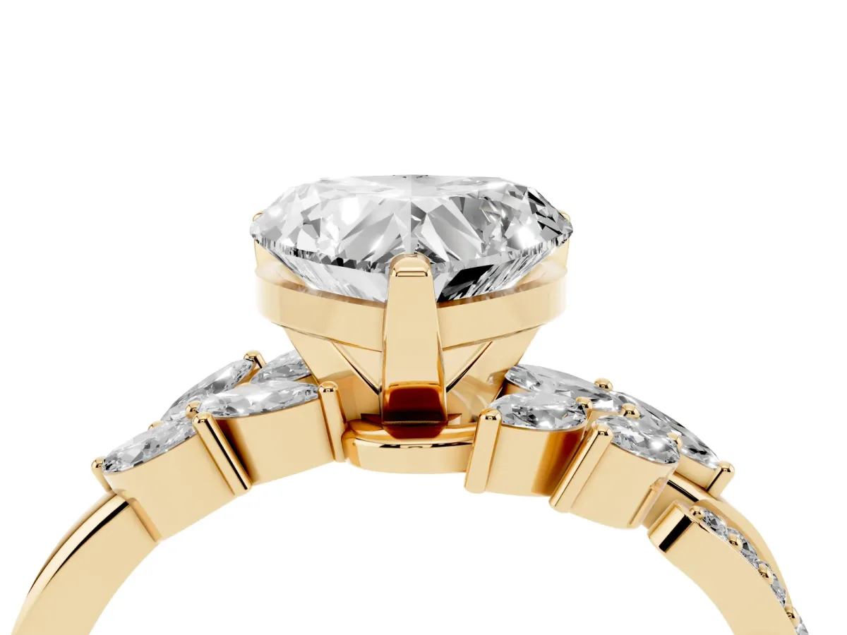 Heart Cut Solitaire Marquise Twist Band with Six-Prong Setting Yellow gold