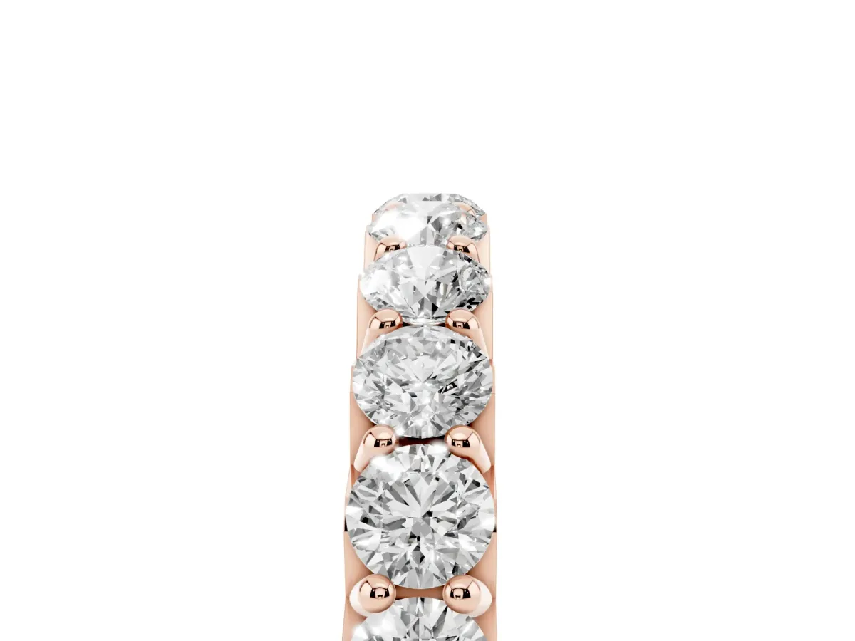 Round Diamond Half Eternity Band with Classic Prong Setting Rose gold