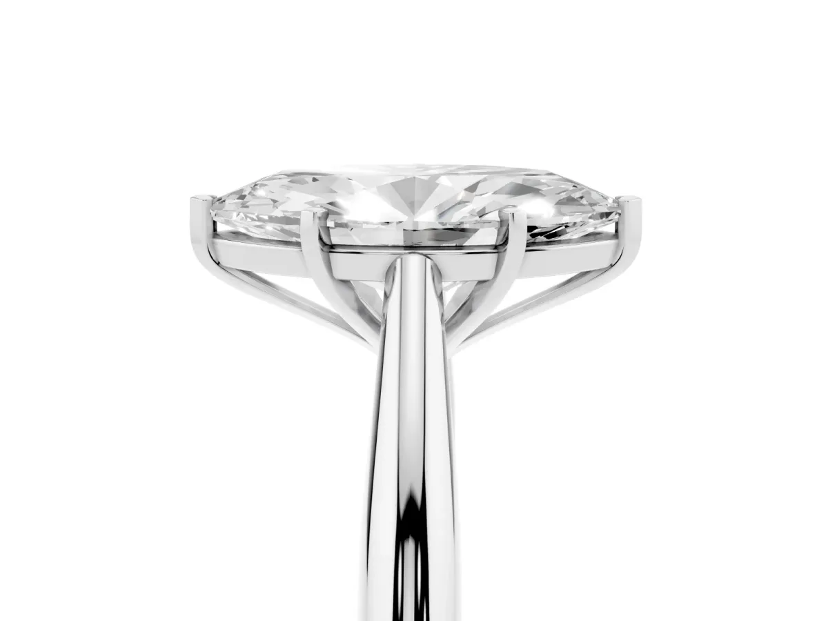 Marquise Cut Diamond Solitaire Engagement Ring with Cathedral Setting and Four-Prong Mount Platinum