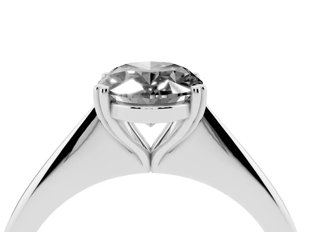 Fancy Black Oval Cut Solitaire Diamond Ring with Six-Prong Setting and Classic Band Silver