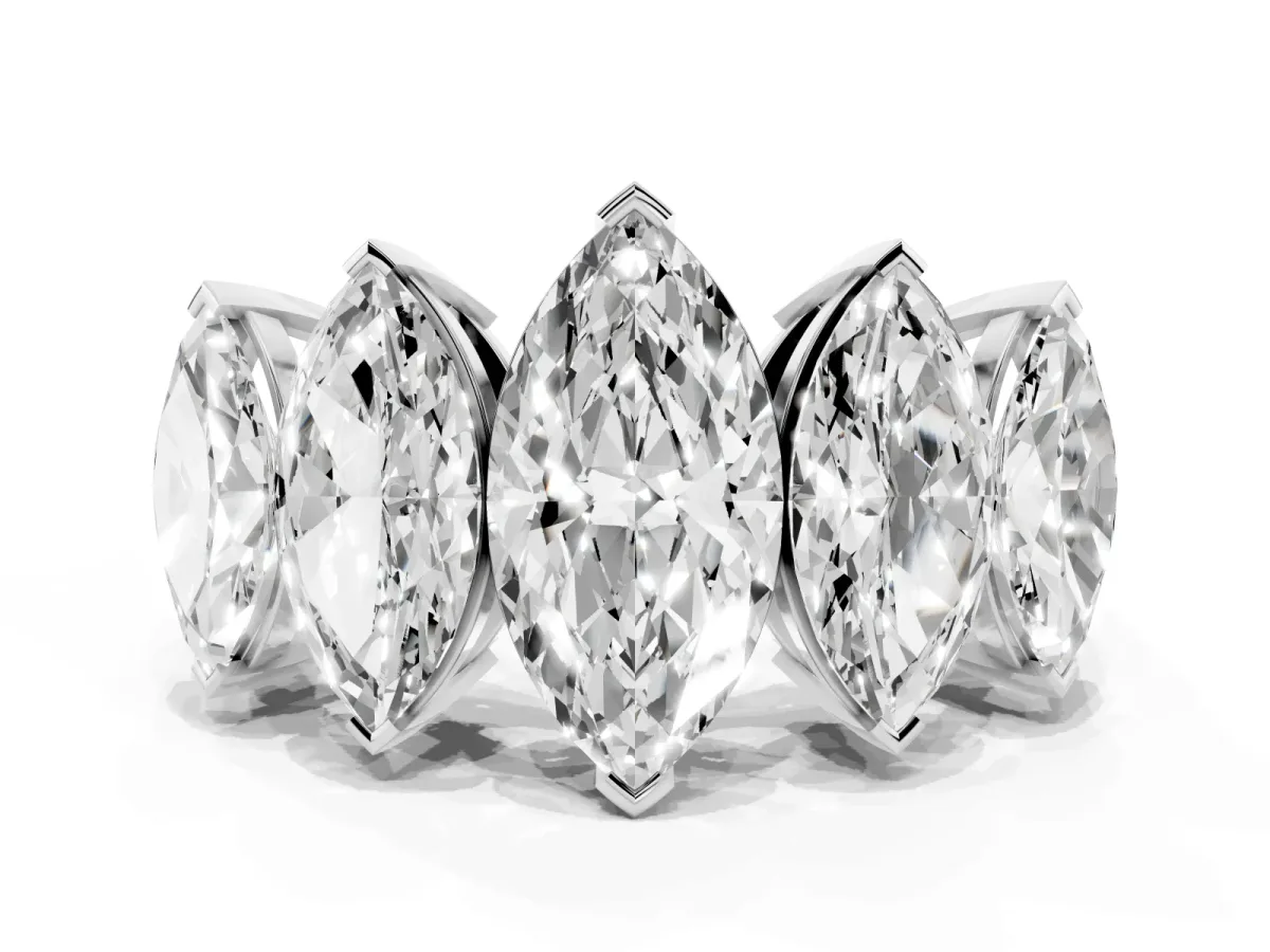 Five-Stone Marquise Diamond Prong Set Band White gold