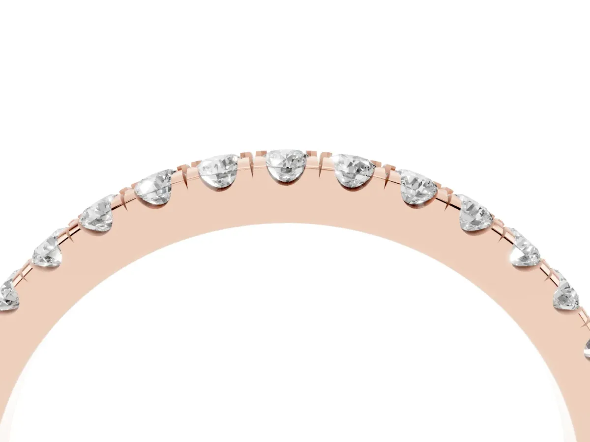 Round Diamond Classic Half Eternity Band with Shared Prong Setting Rose gold