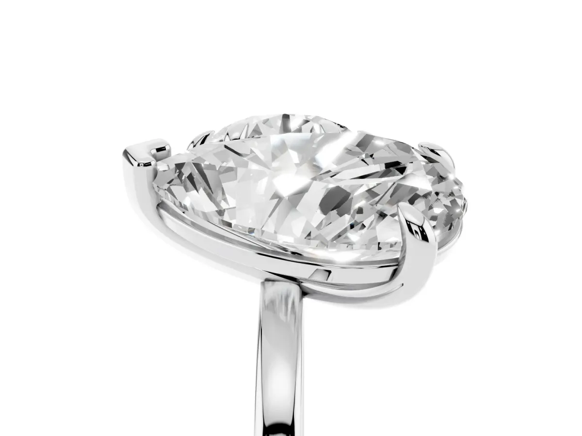 Round and Pear Toi Moi Ring with Prong Setting and Plain Band Platinum