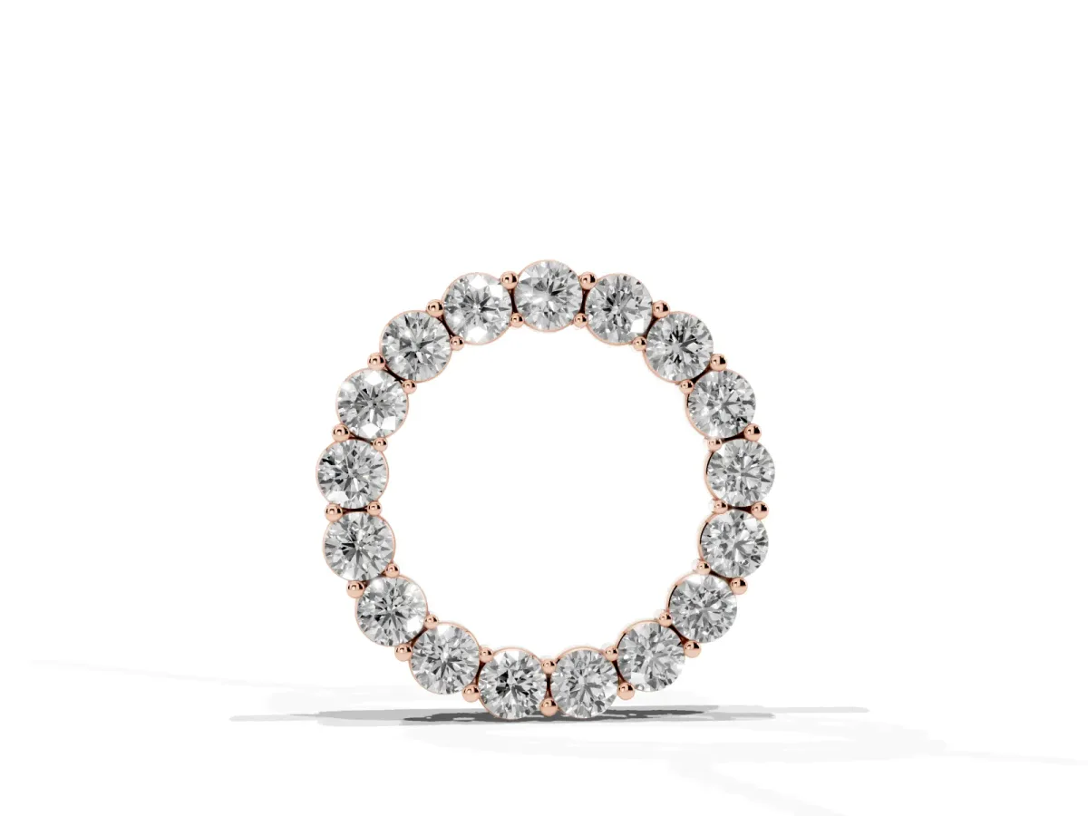 Round Diamond Circle Pendant with Prong Setting Rose gold