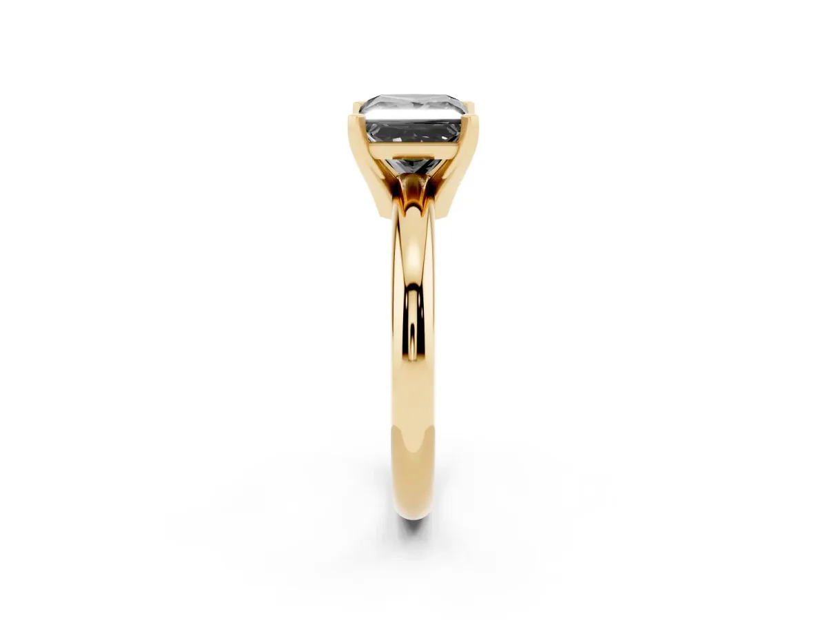 Fancy Black Princess Cut Diamond Solitaire Engagement Ring with Round Band and Four-Prong Setting Yellow gold