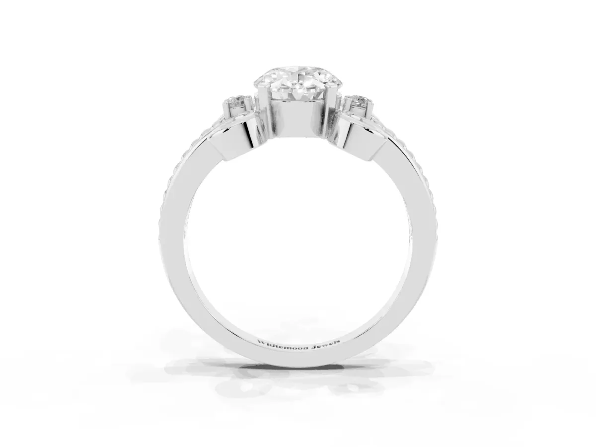 Oval Cut Solitaire Twisted Band Scroll Prong Ring Silver