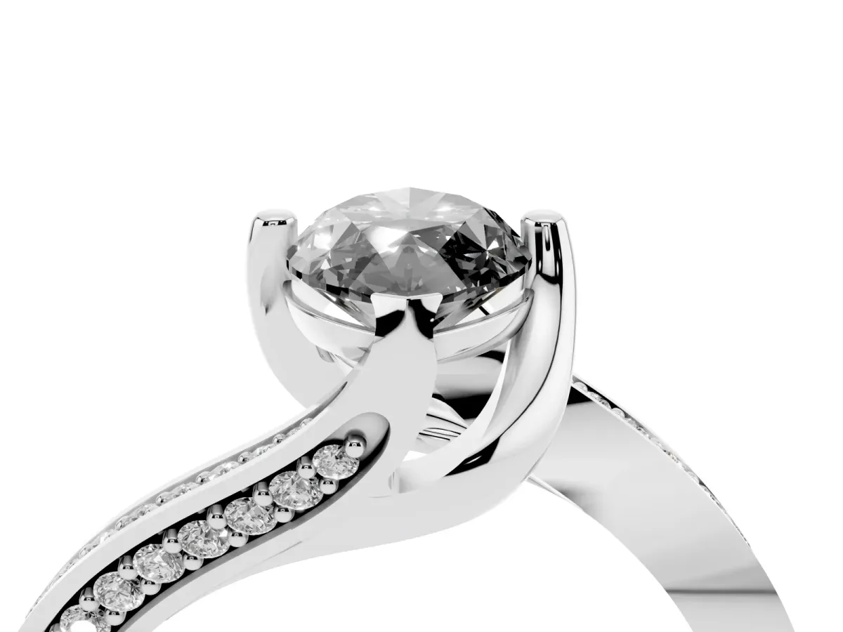 Fancy Black Marquise Cut Solitaire Diamond Twist Band with Pavé Setting and Four-Prong Setting Platinum