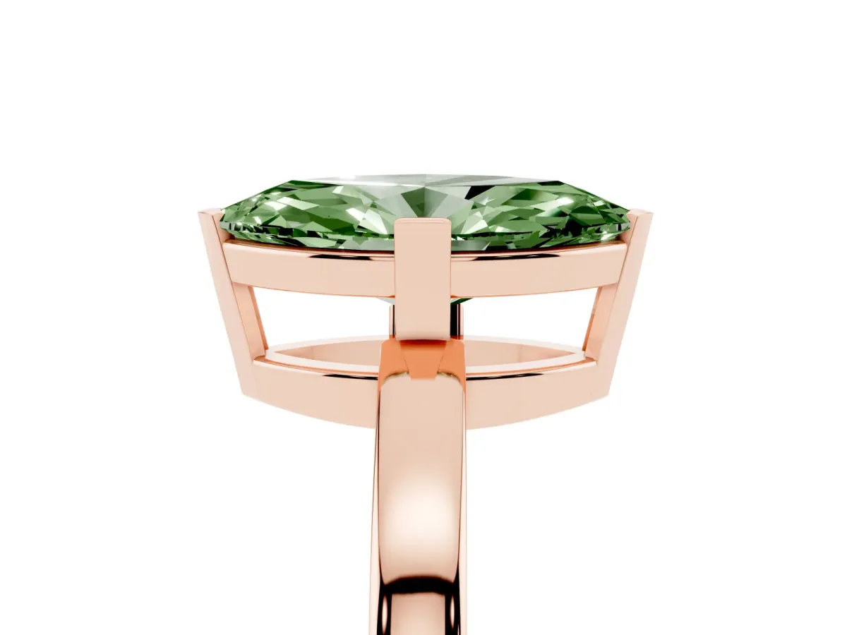 Fancy Green Marquise Cut Cut Solitaire Ring with Four-Prong Setting and Classic Band Rose gold