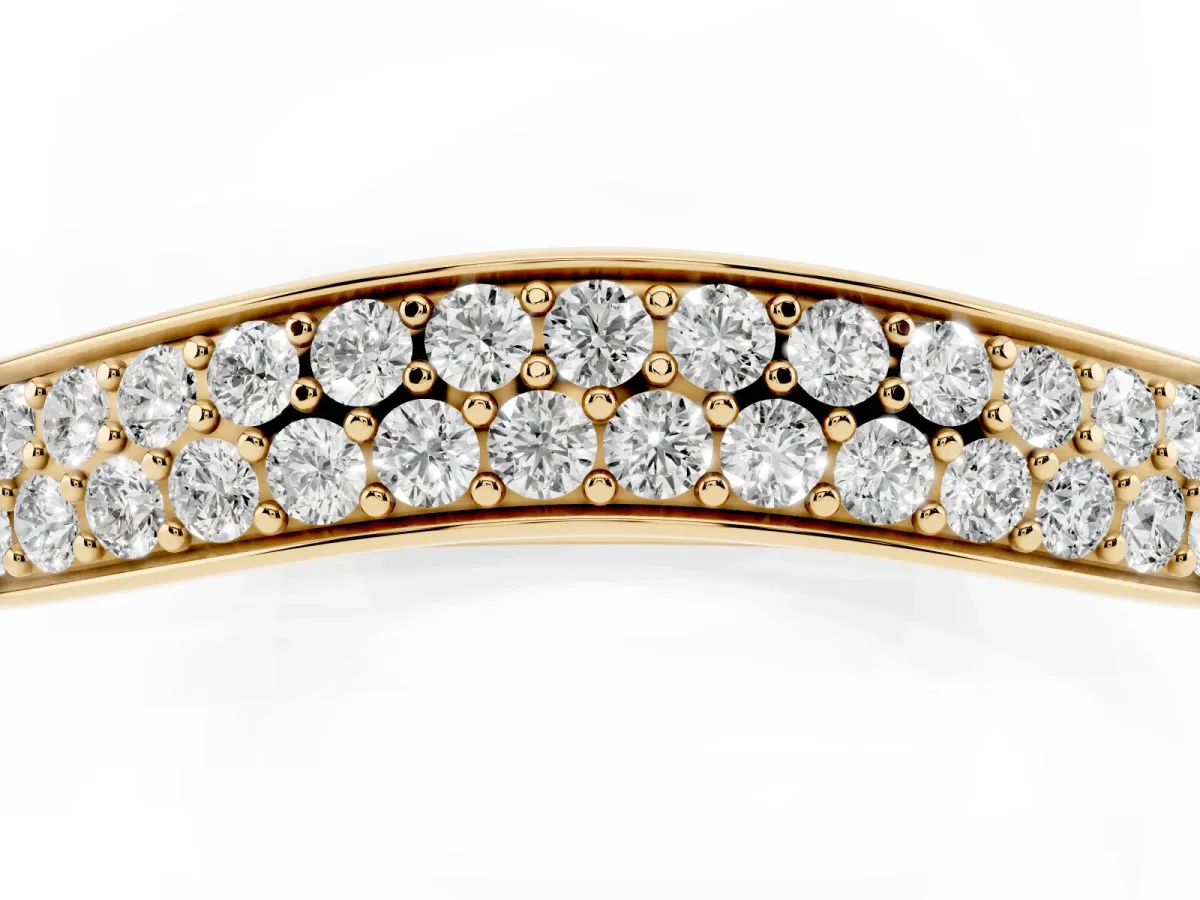 Pavé Round Diamond Contour Band Yellow gold