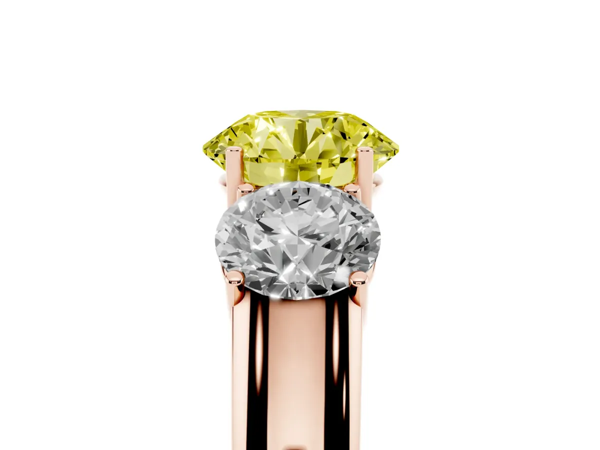 Fancy Yellow Three-Stone Round Cut Cut Diamond Ring with Prong Setting and Classic Band Rose gold
