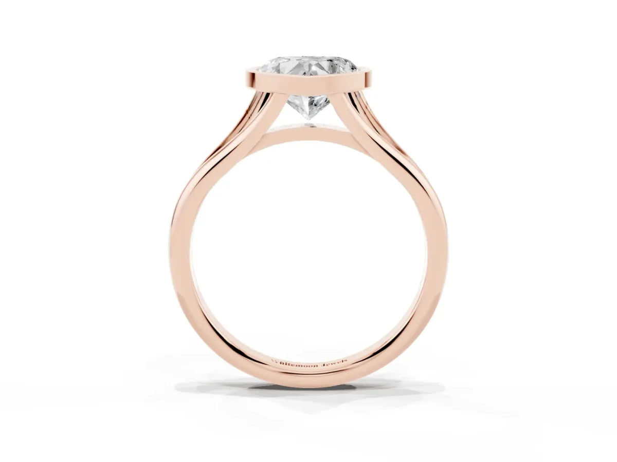 Bezel Set Heart Cut Cut Solitaire Ring with Tapered Band Rose gold