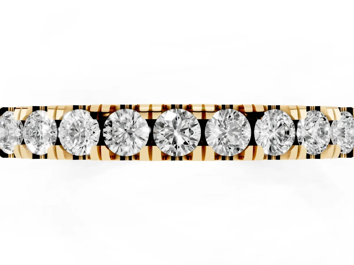 Round Diamond Classic Half Eternity Band with Shared Prong Setting Yellow gold