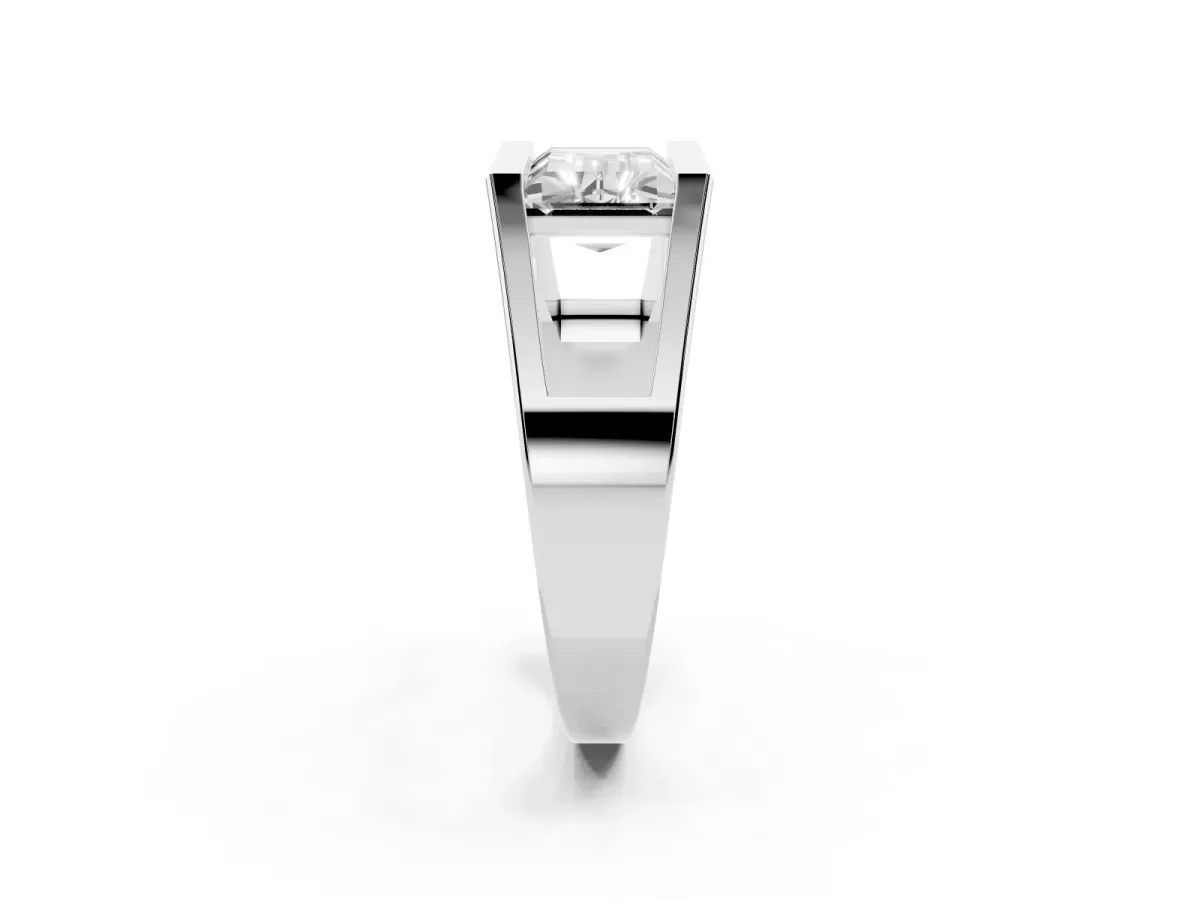 Baguette Diamond Geometric Solitaire Ring White gold