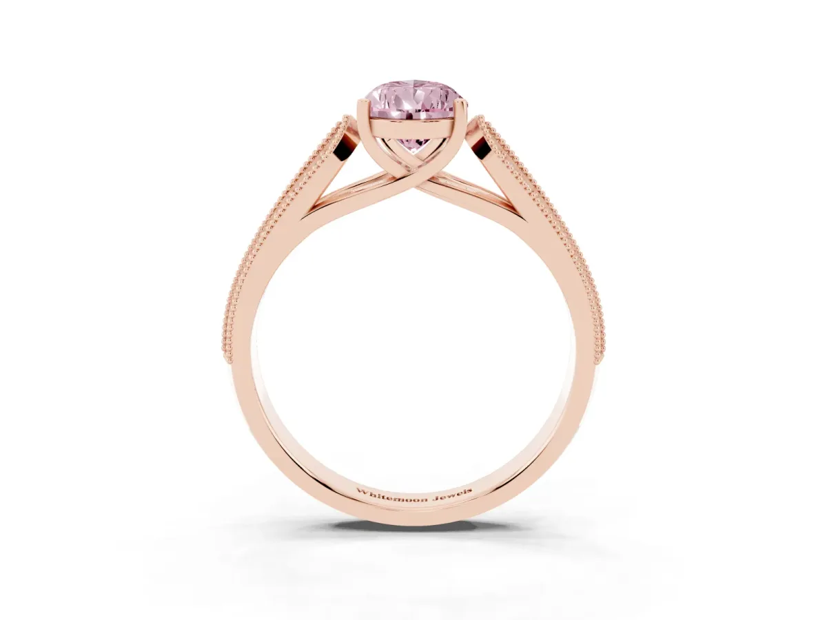 Fancy Pink Pear Cut Cut Pave Split Shank Engagement Ring with Four-Prong Setting Rose gold