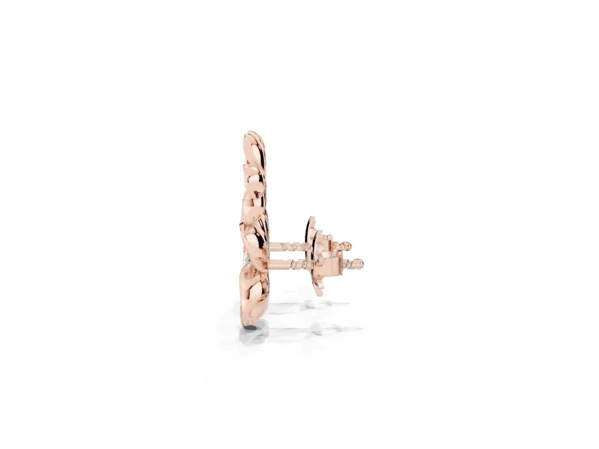 Round Diamond Plumeria Climber Earrings Rose gold