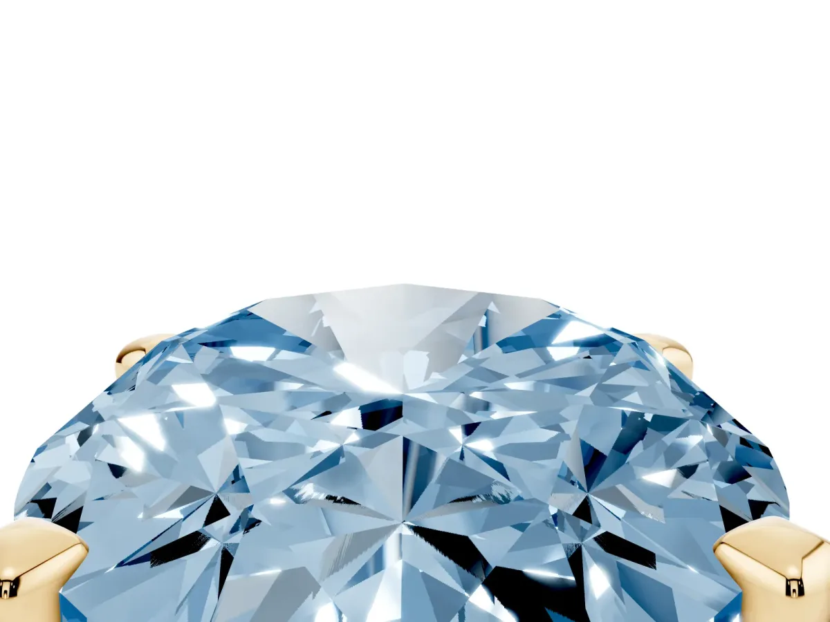 Fancy Blue Oval Cut Diamond Solitaire Ring with Prong Setting and Classic Band Yellow gold