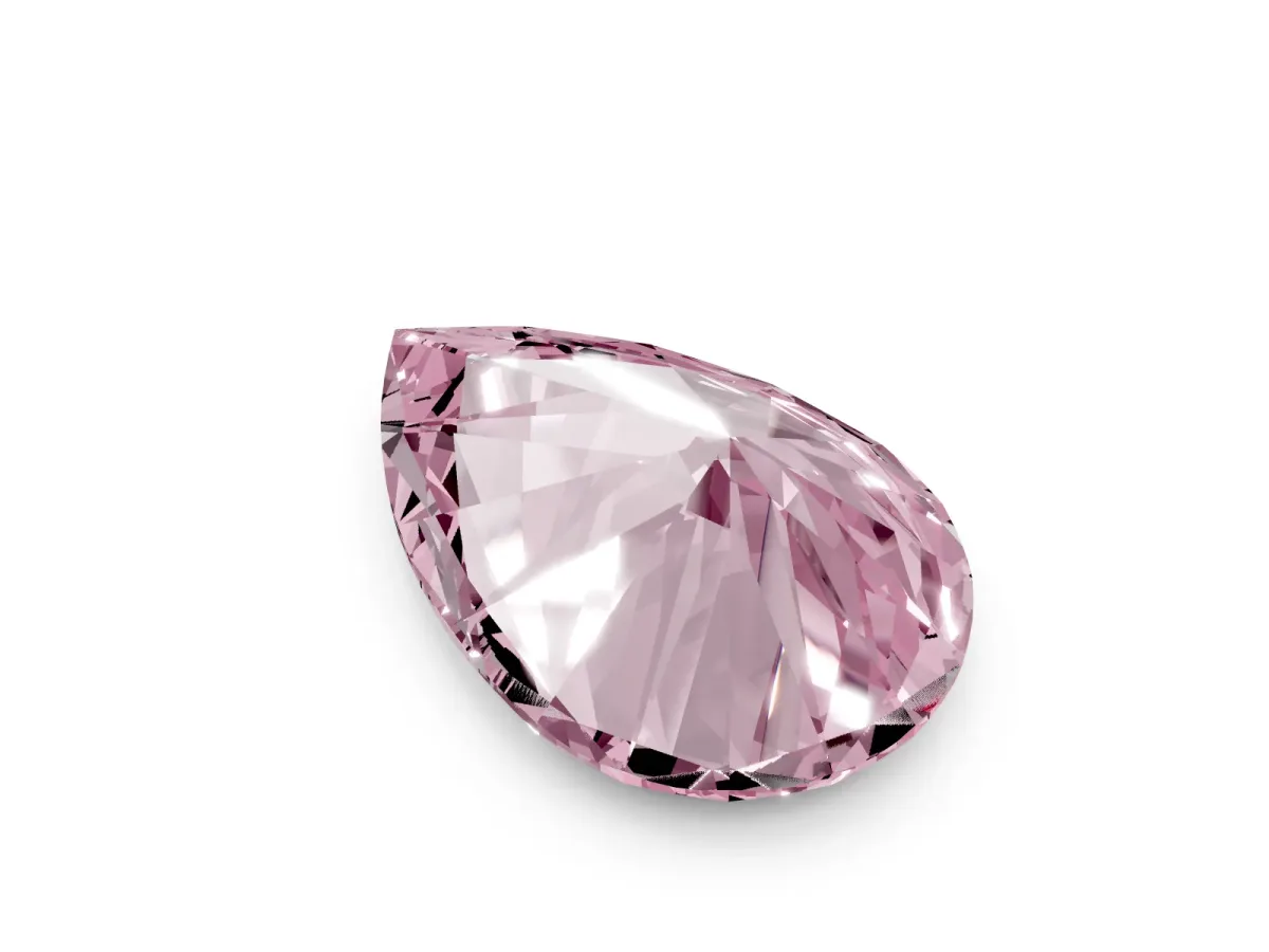 Fancy Pink Pear Cut Diamond Ring with Marquise Side Stones and Prong Setting Rose gold