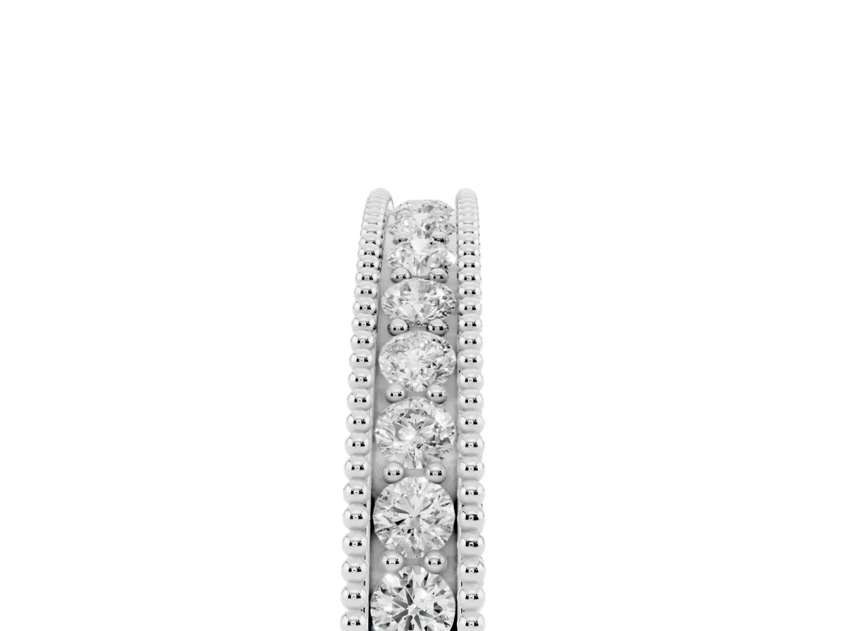Round Cut Diamond Milgrain Eternity Band with Channel Setting Silver