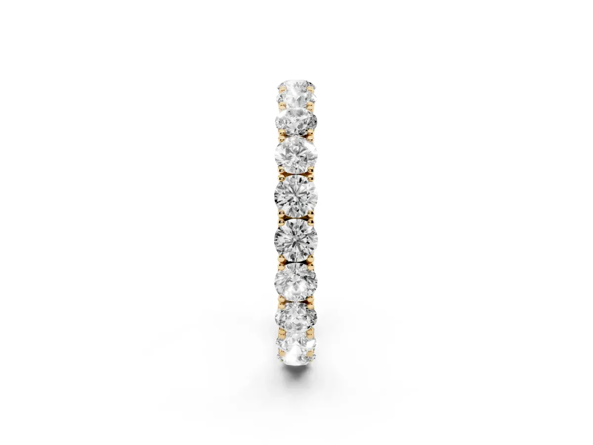 Round Diamond Eternity Band with Pavé Setting and Shared Prong Yellow gold