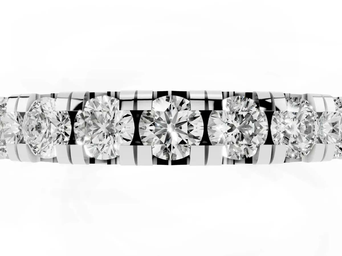 Round Diamond Half-Eternity Prong Set Band Silver