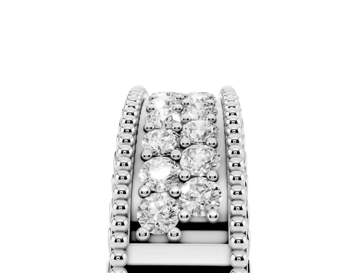 Round Cut Diamond Pave Eternity Band with Bead Prong Setting Platinum