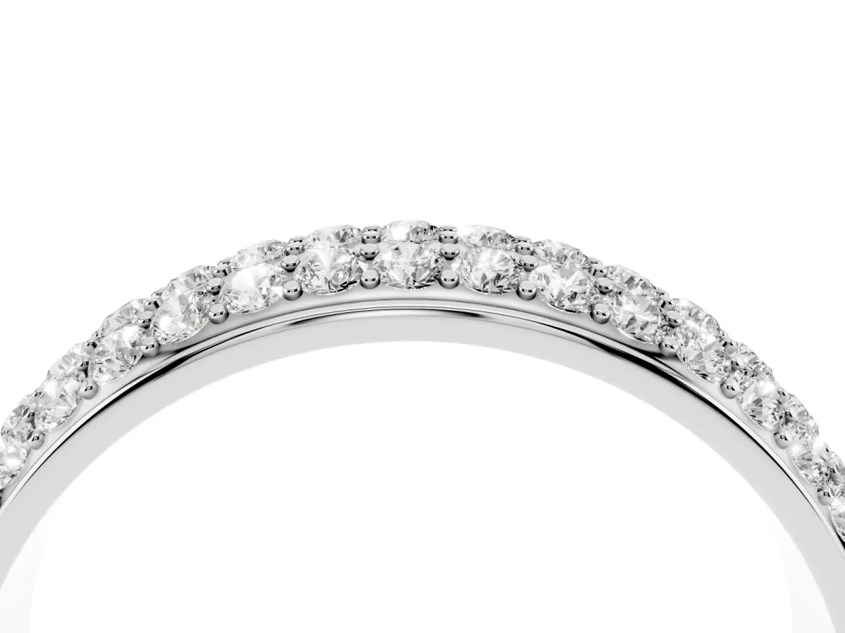 Three-Row Round Diamond Eternity Band with Shared Prong Setting Silver
