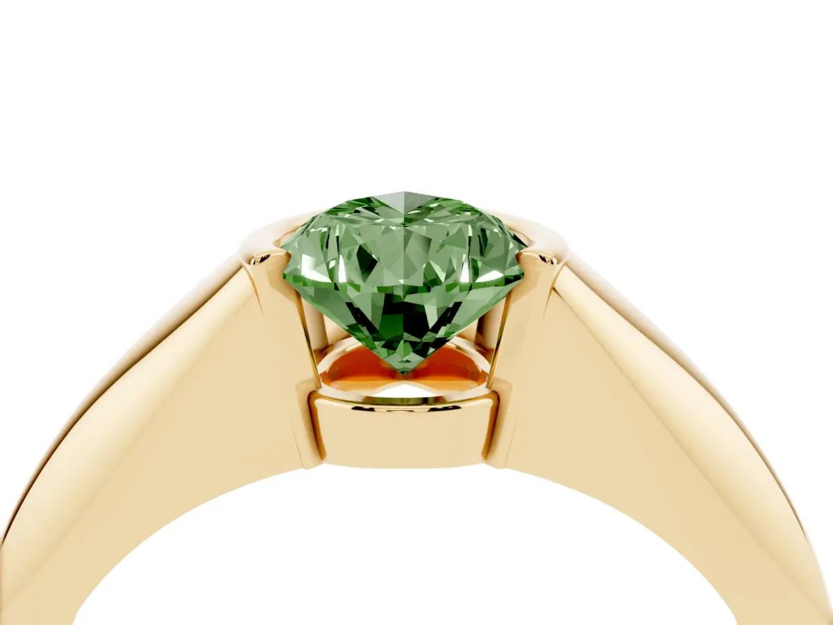 Fancy Green Pear Cut Solitaire Tension Set Diamond Ring Yellow gold