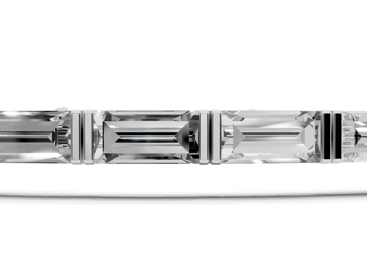 Baguette Cut Diamond Bar Set Tennis Bracelet Silver