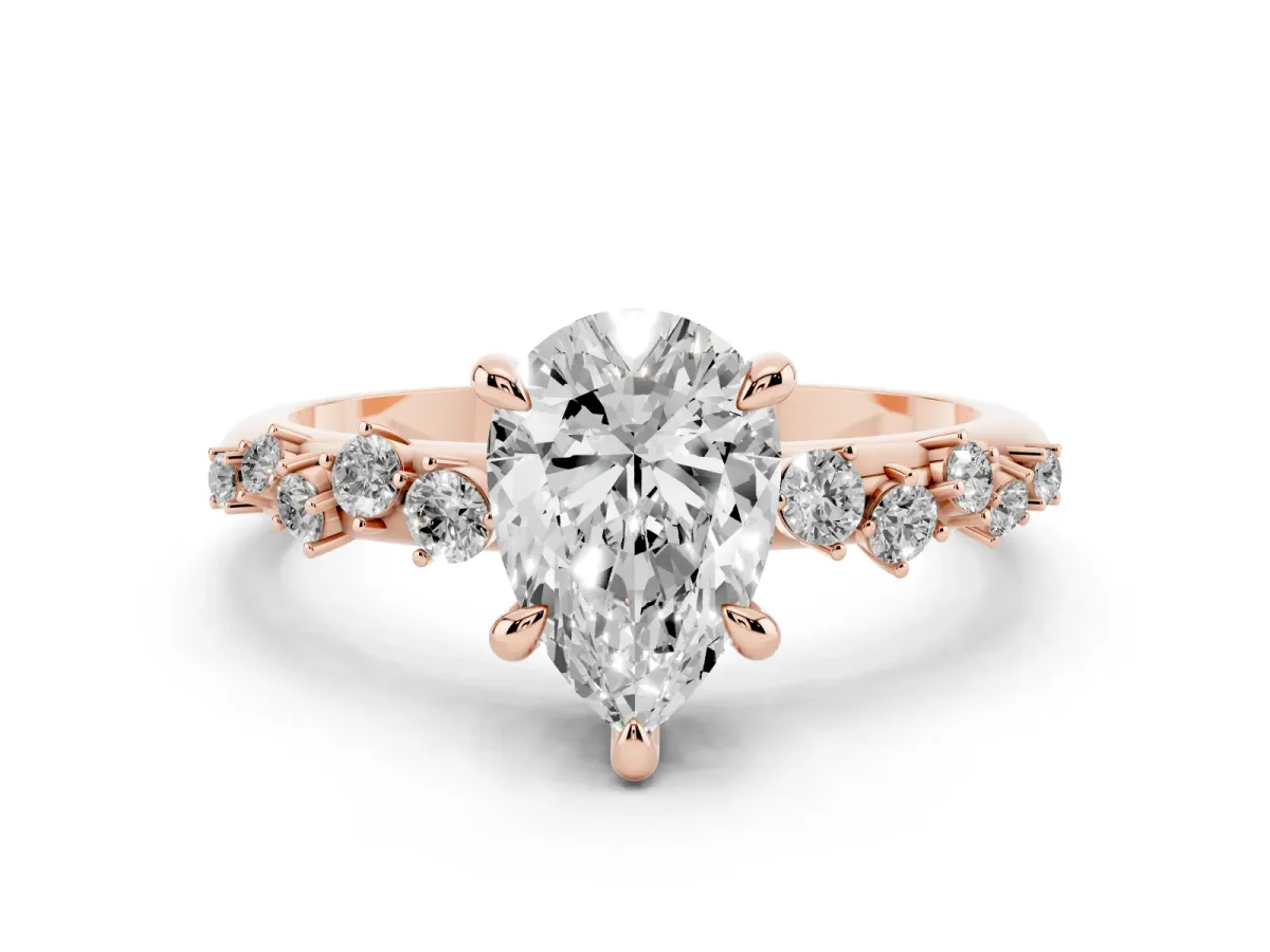 Pear Cut Cut Diamond Vine Band with Four-Prong Setting Rose gold