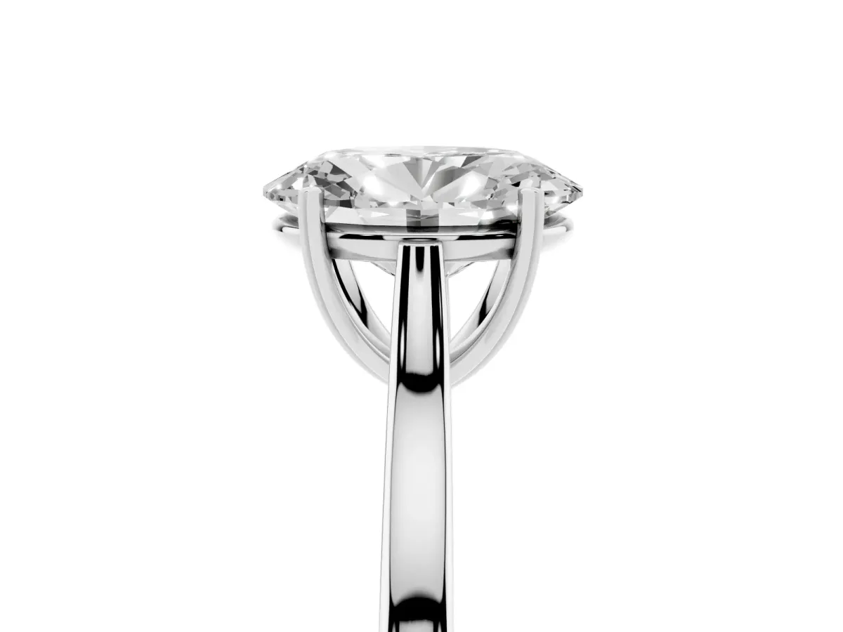 Oval Cut Solitaire Heart Prong Engagement Ring with Tapered Band White gold