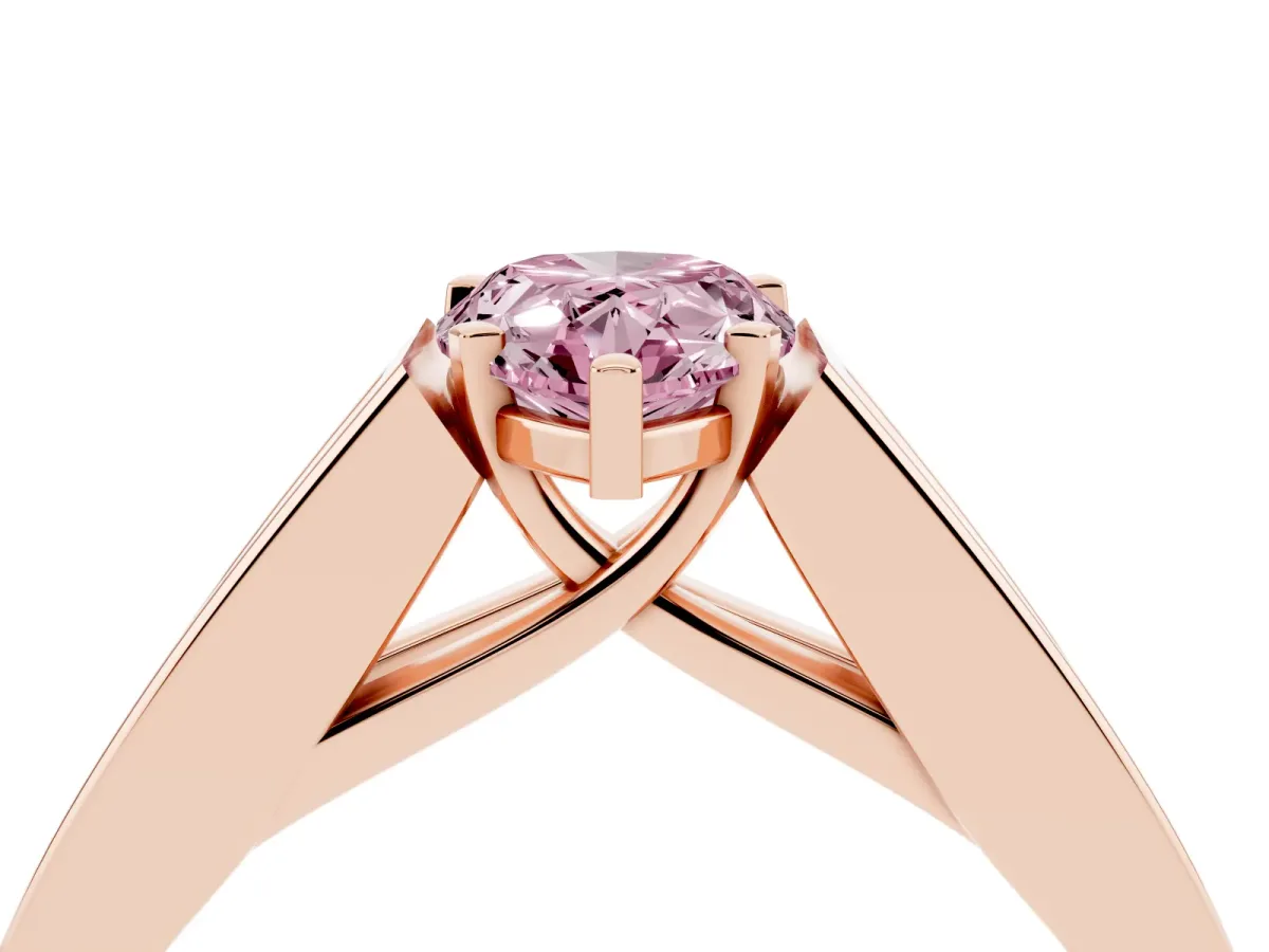 Fancy Pink Pear Cut Cut Channel Set Solitaire Ring with Four-Prong Setting Rose gold