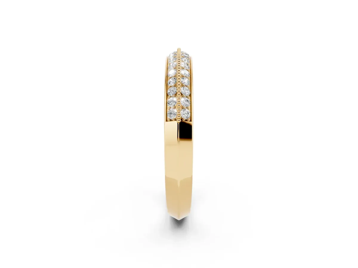 Round Diamond Pave Eternity Band with Milgrain Edging Yellow gold