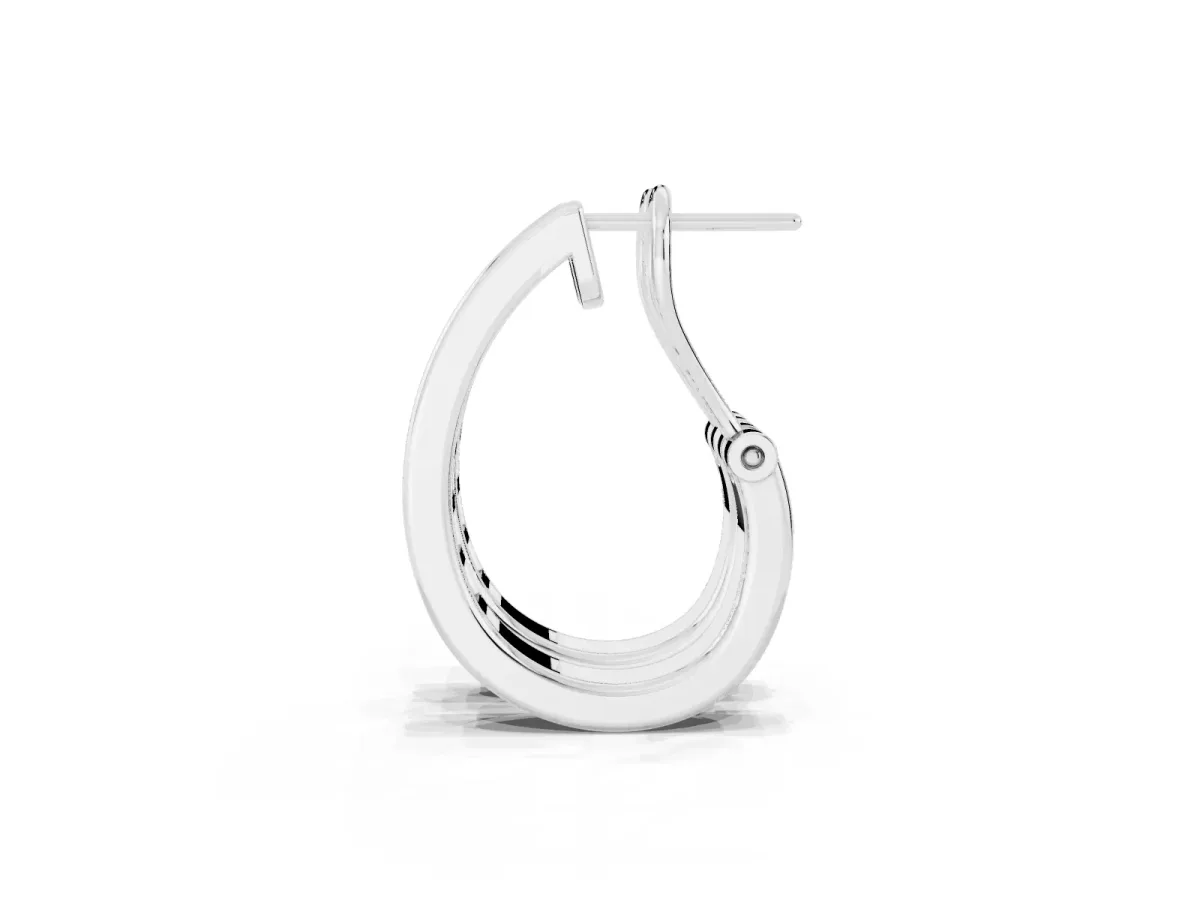 Channel-Set Round Diamond Hoop Earrings in White Gold Silver