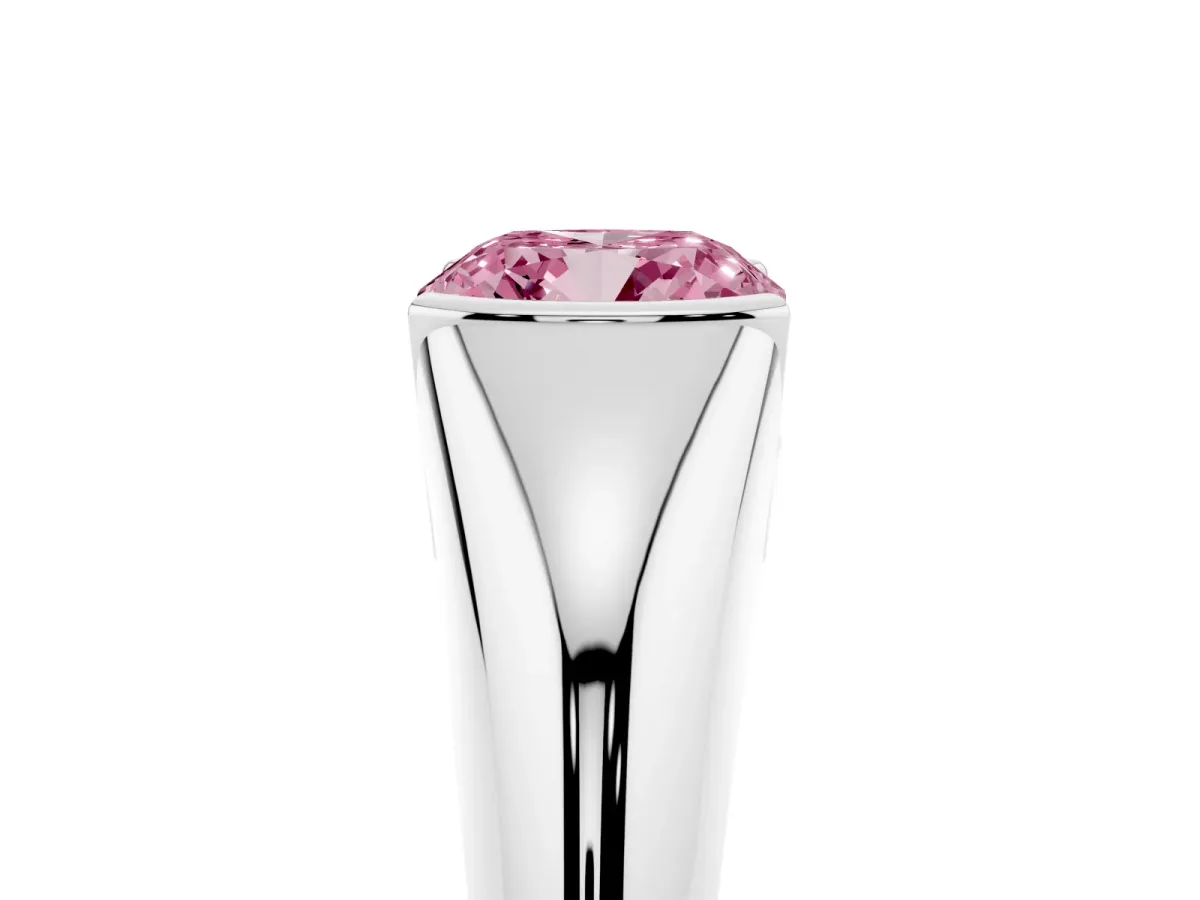 Fancy Pink Cushion Cut Solitaire Tension Set Diamond Ring Platinum