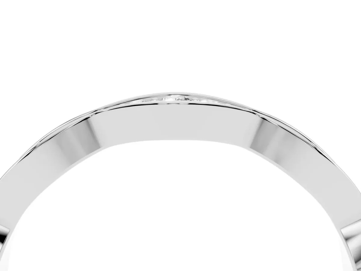 Round Diamond Scalloped Pavé Eternity Band Silver