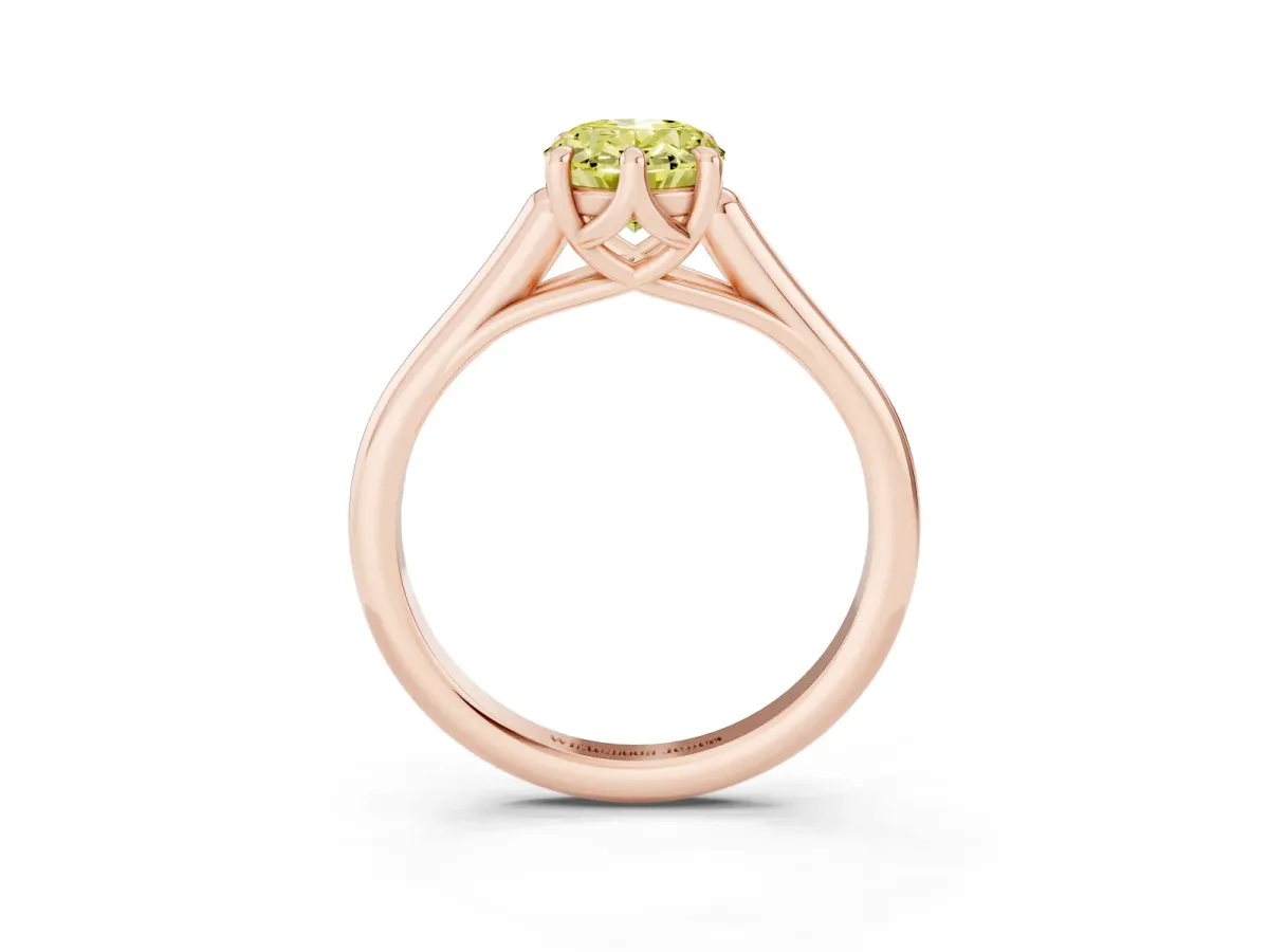 Fancy Yellow Oval Cut Solitaire Engagement Ring with Six-Prong Setting and Classic Band Rose gold