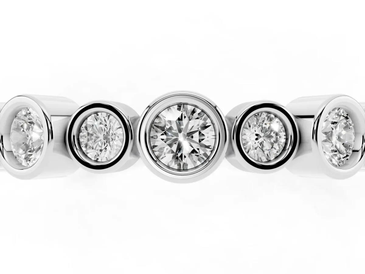 Bezel Set Round Diamond Half Eternity Band Platinum