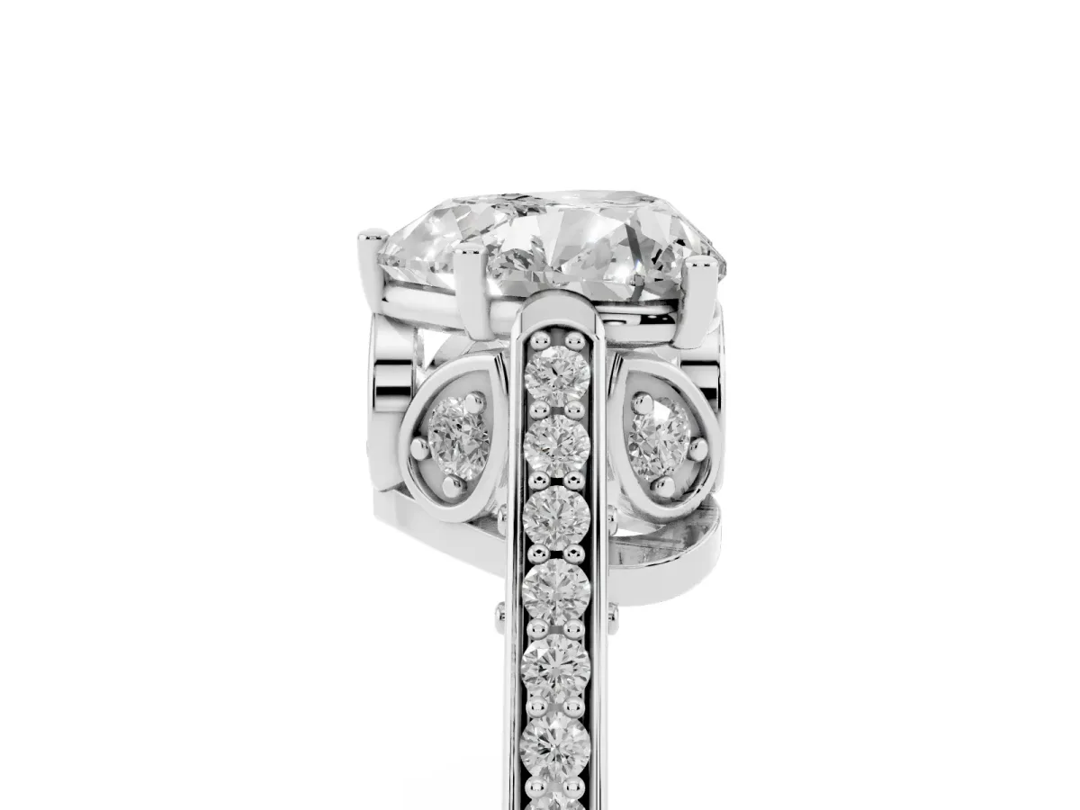 Heart Cut Cut Cathedral Pave Diamond Engagement Ring with Six-Prong Setting Silver