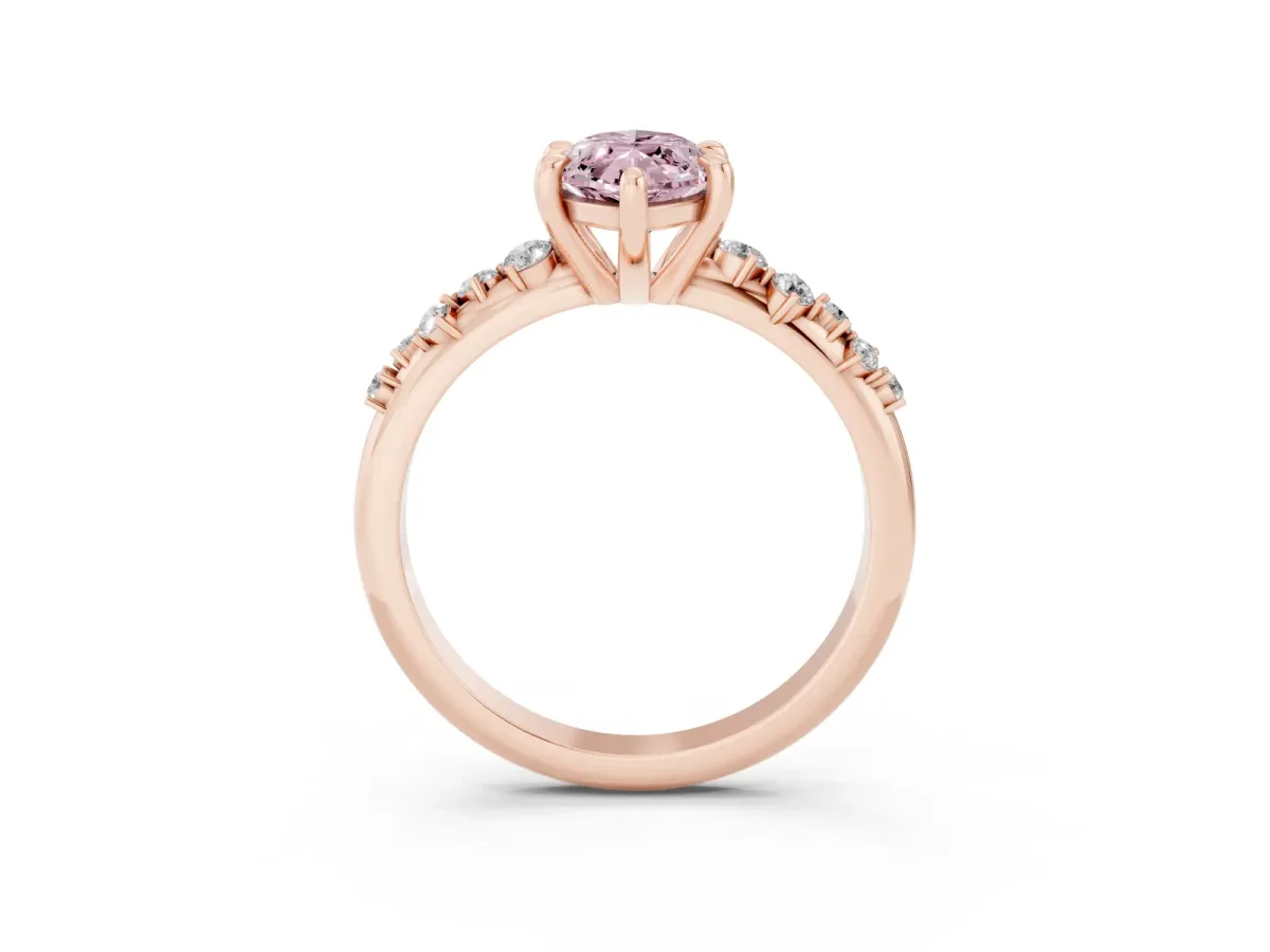 Fancy Pink Marquise Cut Cut Diamond Vine Band with Four-Prong Setting Rose gold