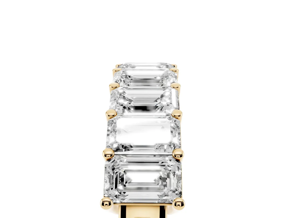 Emerald Cut Diamond Prong-Set Eternity Band Yellow gold