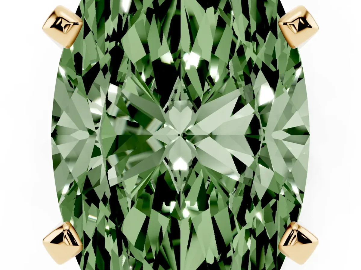 Fancy Green Marquise Cut Diamond Solitaire Ring with Prong Setting and Classic Band Yellow gold