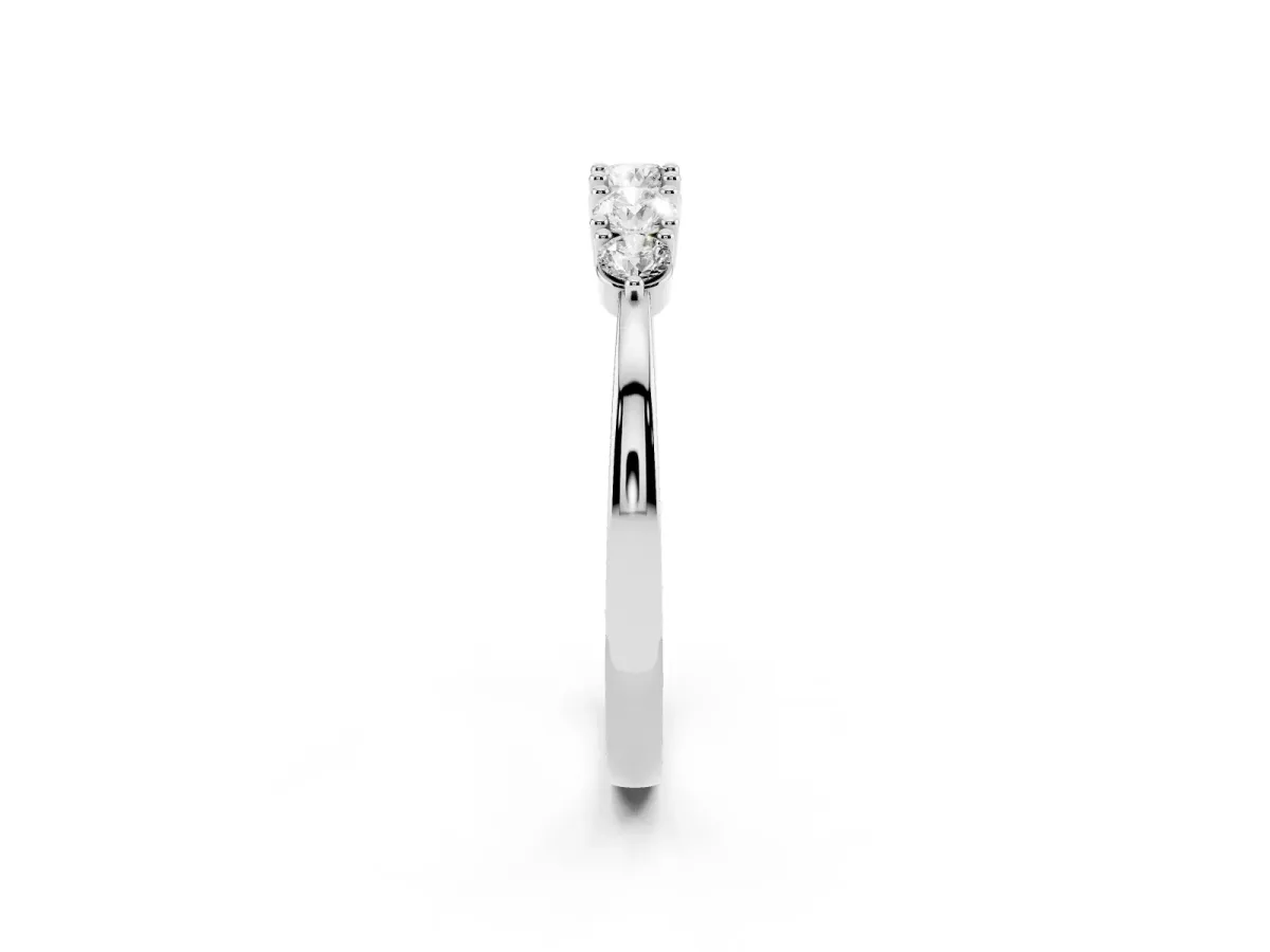 Round Brilliant Diamond Half-Eternity Band with Prong Setting Silver